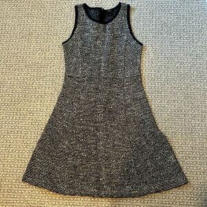 Navy blue and white tweed A line tweed dress